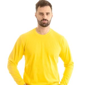 Camiseta Algodão Personalizada Amarelo Ouro Manga Longa