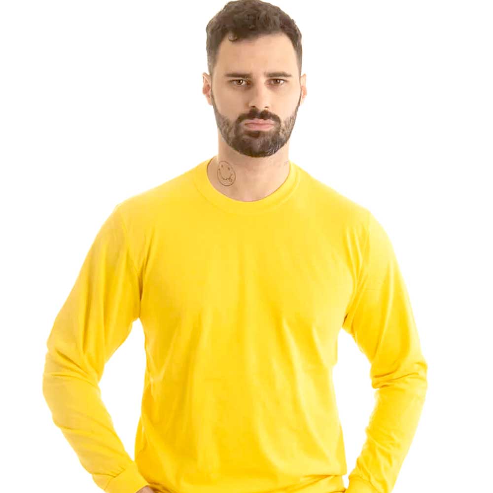 Camiseta Algodão Personalizada Amarelo Ouro Manga Longa