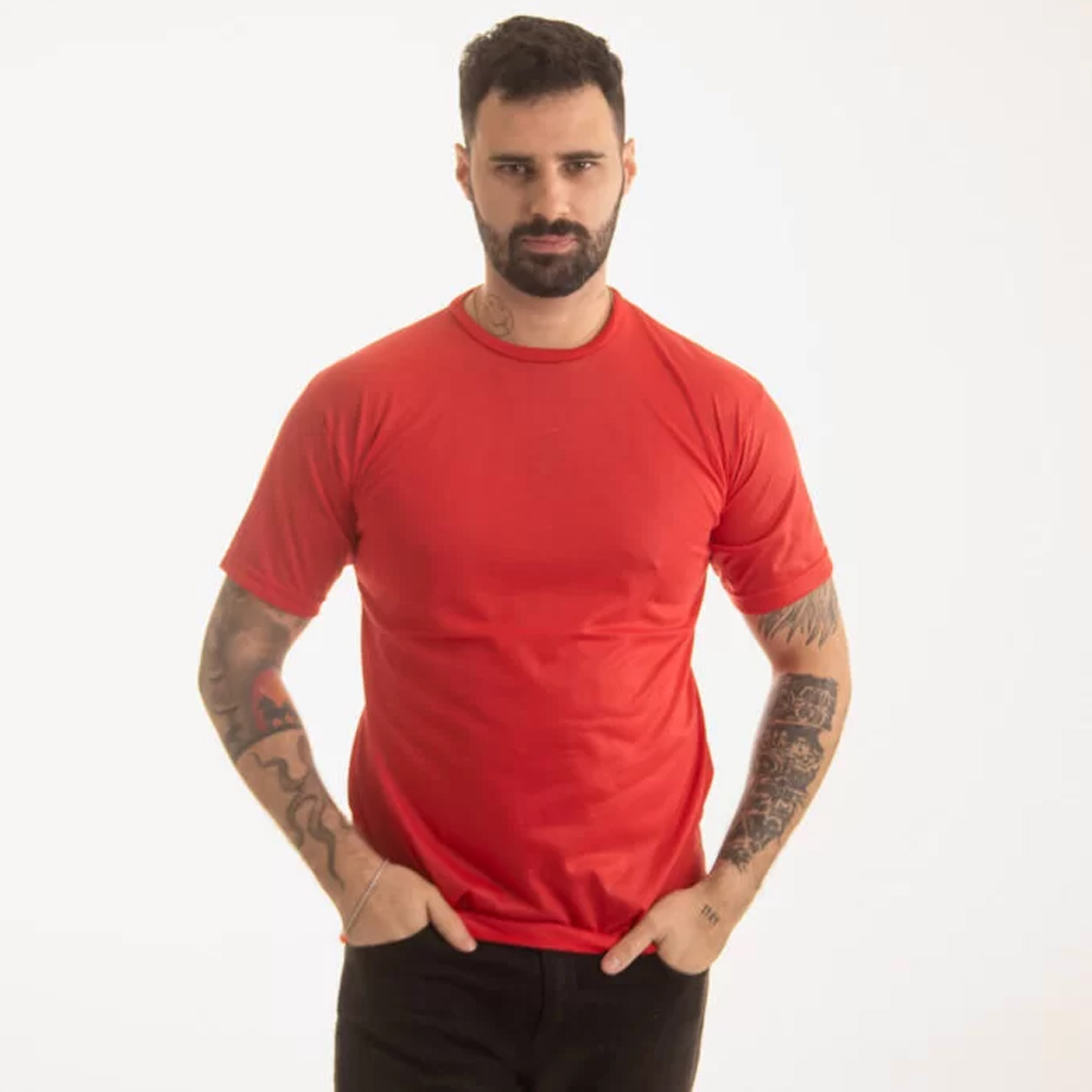 Camiseta de Polyester Personalizada Vermelha