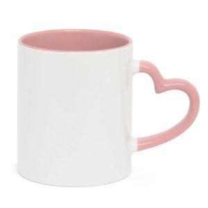 Caneca Personalizada com Alça de Coração Rosa Claro