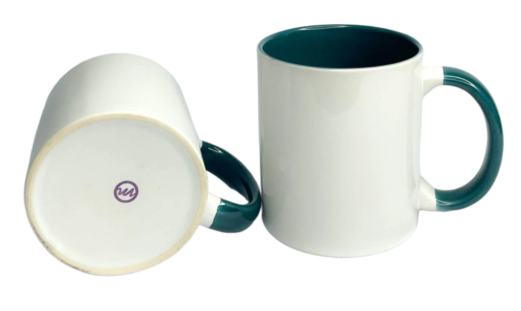 Caneca com Alça e Interior Verde Escuro
